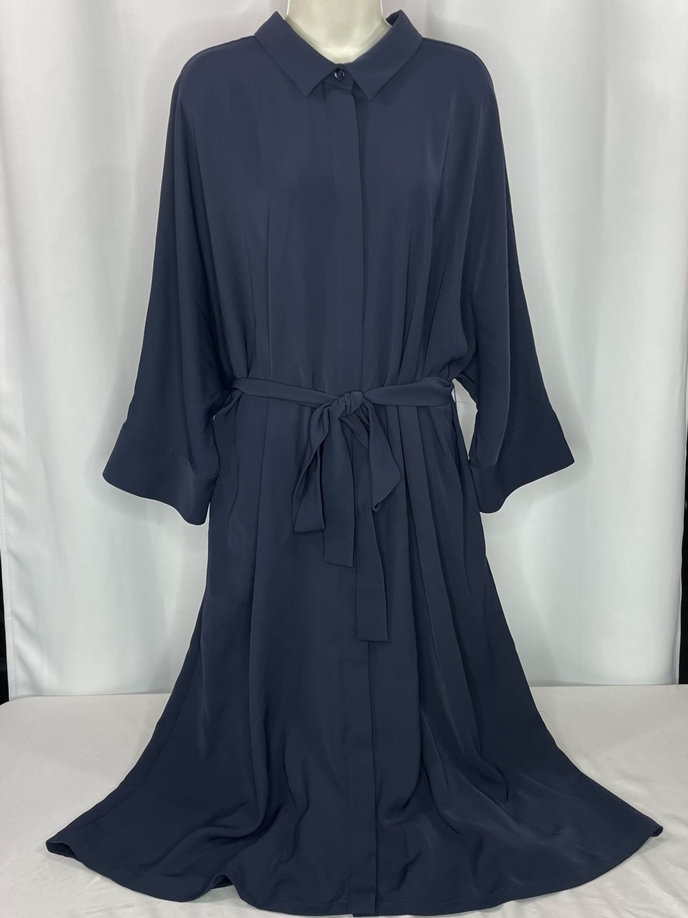 Voyage by Marina Rinaldi Navy Belted Shirt Dress Plus Size US 24